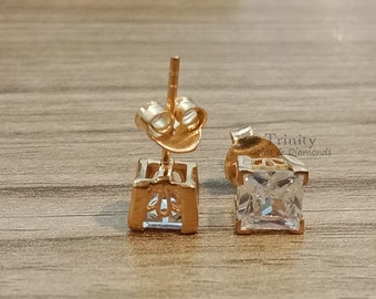 2.0CT Princess Cut Moissanite Stud Earrings: Sterling Silver Screwback
