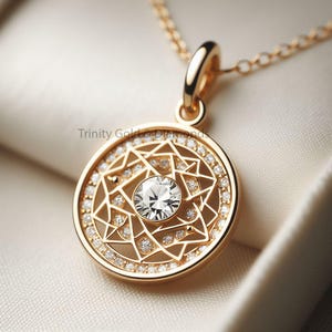 Moissanite Star of David Pendant: Gold Coin Necklace, Religious Jewelry