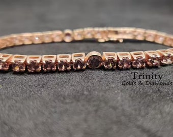 5.0 CARAT Brown Gemstone Tennis Bracelet In 14kt Gold Finish • Gift for Her • Wedding Diamond Bracelet • Mothers Day Gift