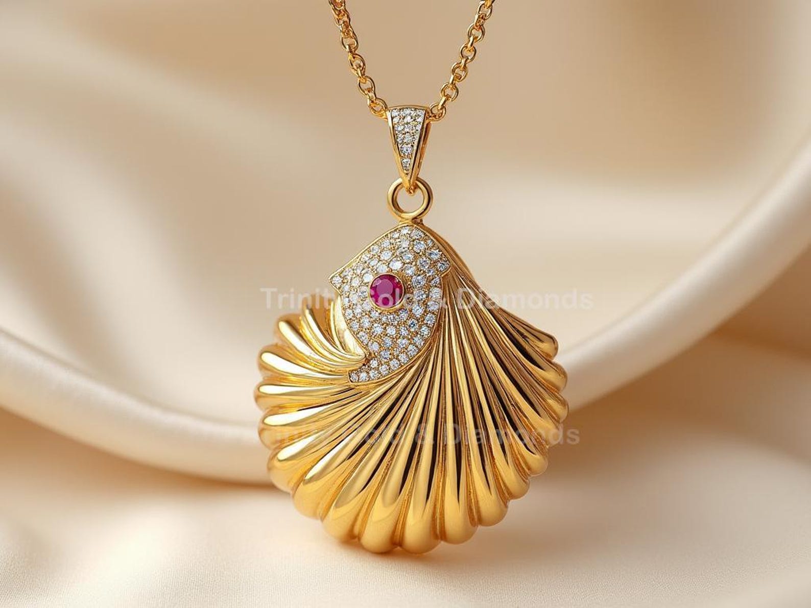 Gold Seashell Pendant Necklace: Sculpted Ocean Beach Charm - Etsy