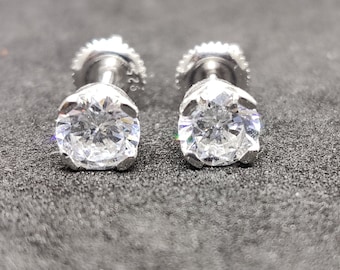 TINY DIAMOND STUD Earrings | Round Cut | Sterling Silver | Cz Diamond Studs | Minimalist Earrings | Gift for Her, Wedding Gifts, Earrings