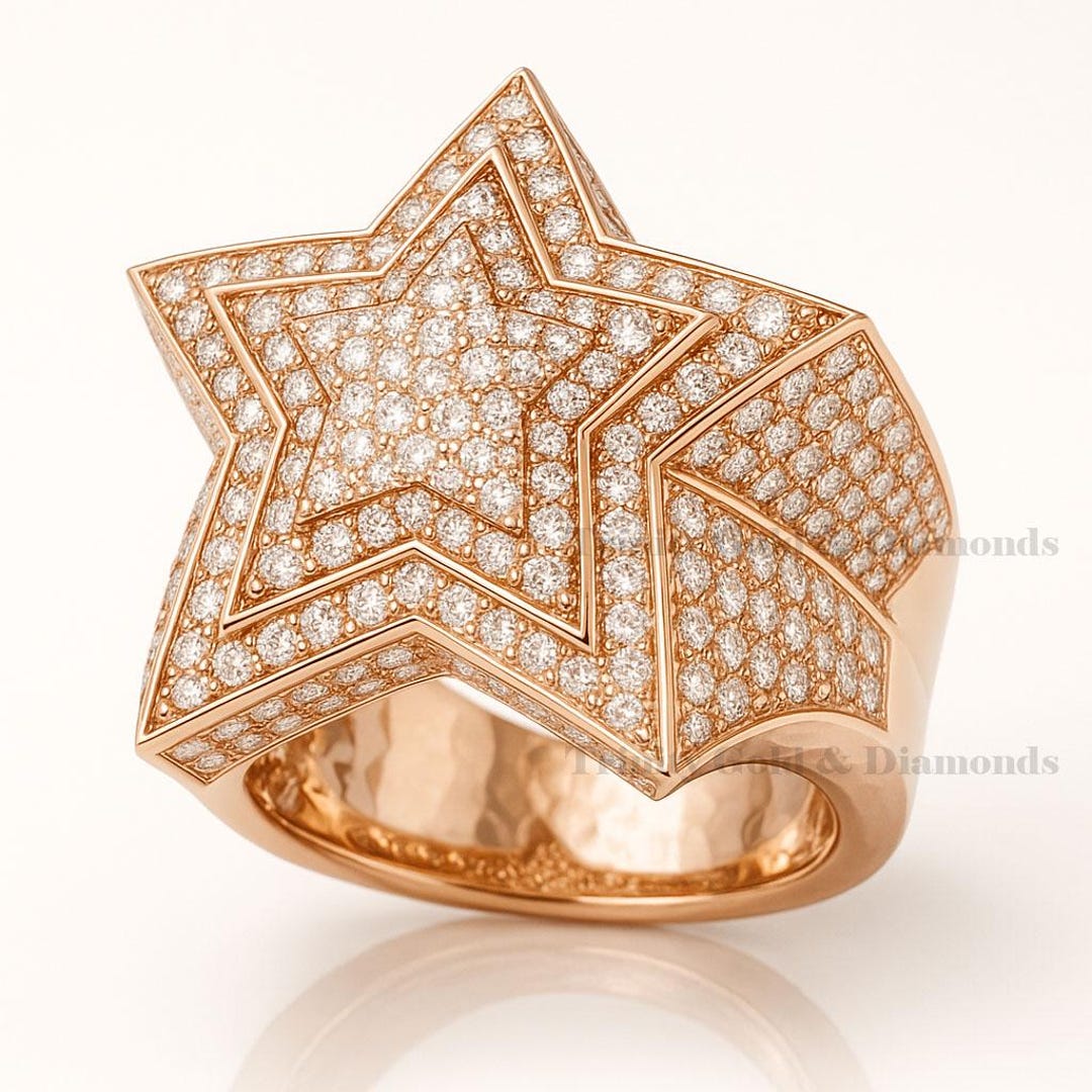 Gold Triple Star CZ Ring: Hip Hop Rapper Statement Jewelry - Etsy