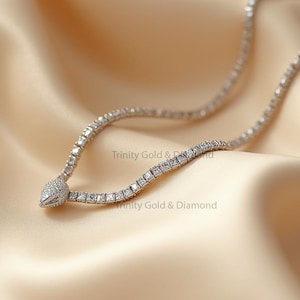 Collar de serpiente de diamantes: gargantilla de serpiente ajustable, joyería hecha a mano.