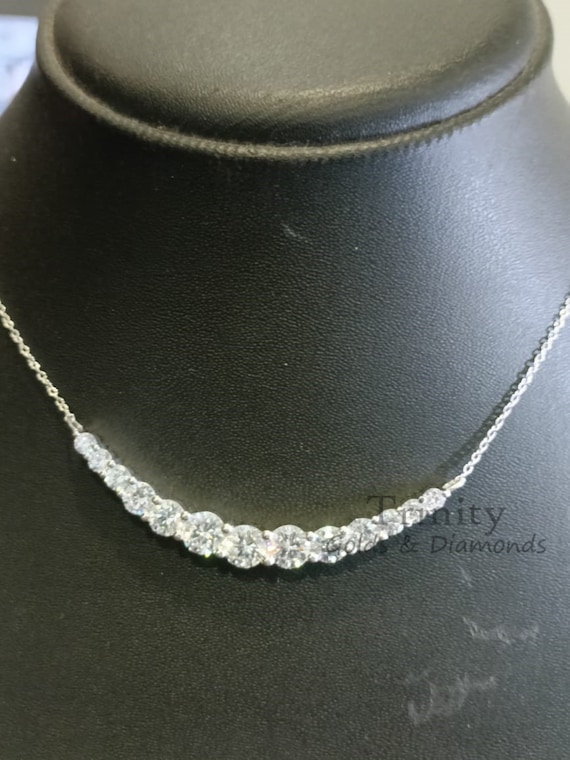 Lab Grown Diamond Curve Bar Necklace: Sterling Silver Arch - Etsy