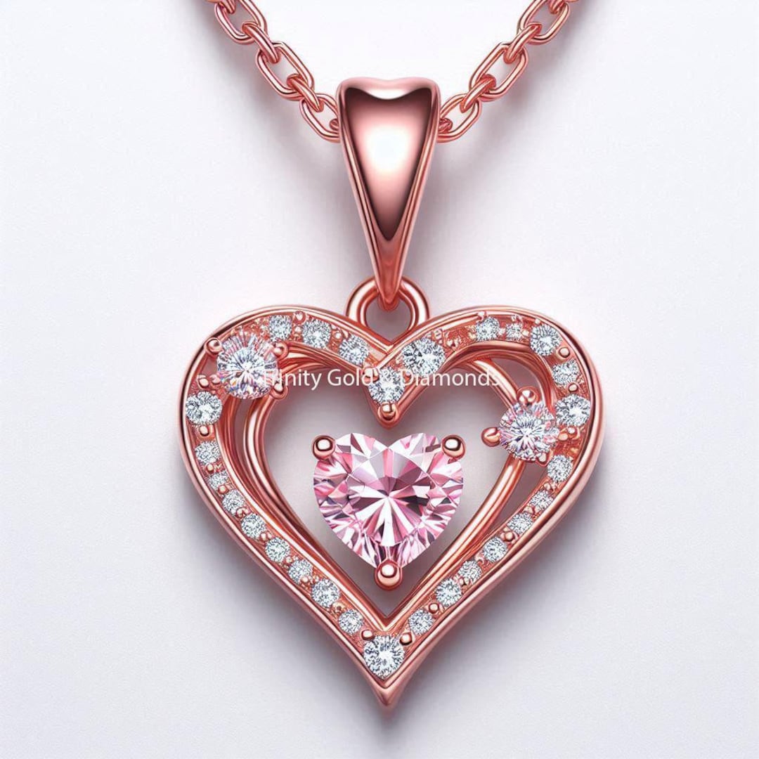 Buy Pink Heart Gemstone Diamond Pendant Necklace: Sterling Silver Valentine  Gift Online in India