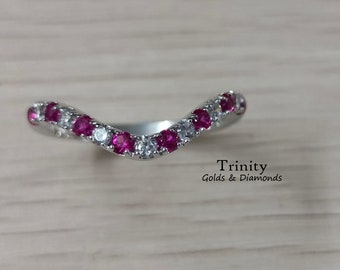 Rubin Moissanit Sterlingsilber Curve Band: Jubiläumsring