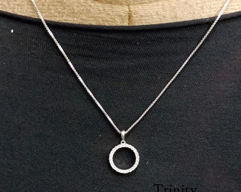 Circle Necklace/Solid Silver Moissanite Diamond Circle Necklace/Mother Daughter gift/Open Circle Necklace/Circle Necklace For women