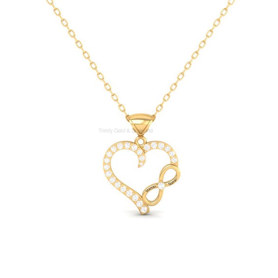 Personalized Diamond Accent Heart Necklace: 18K Gold Over Sterling