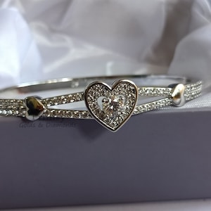 Diamond Bangle Bracelet, 14k White Gold Finish Moissanite Bangle,Moissanite Round Diamonds in Pave Settings, Handmade Jewelry, Mother's Day