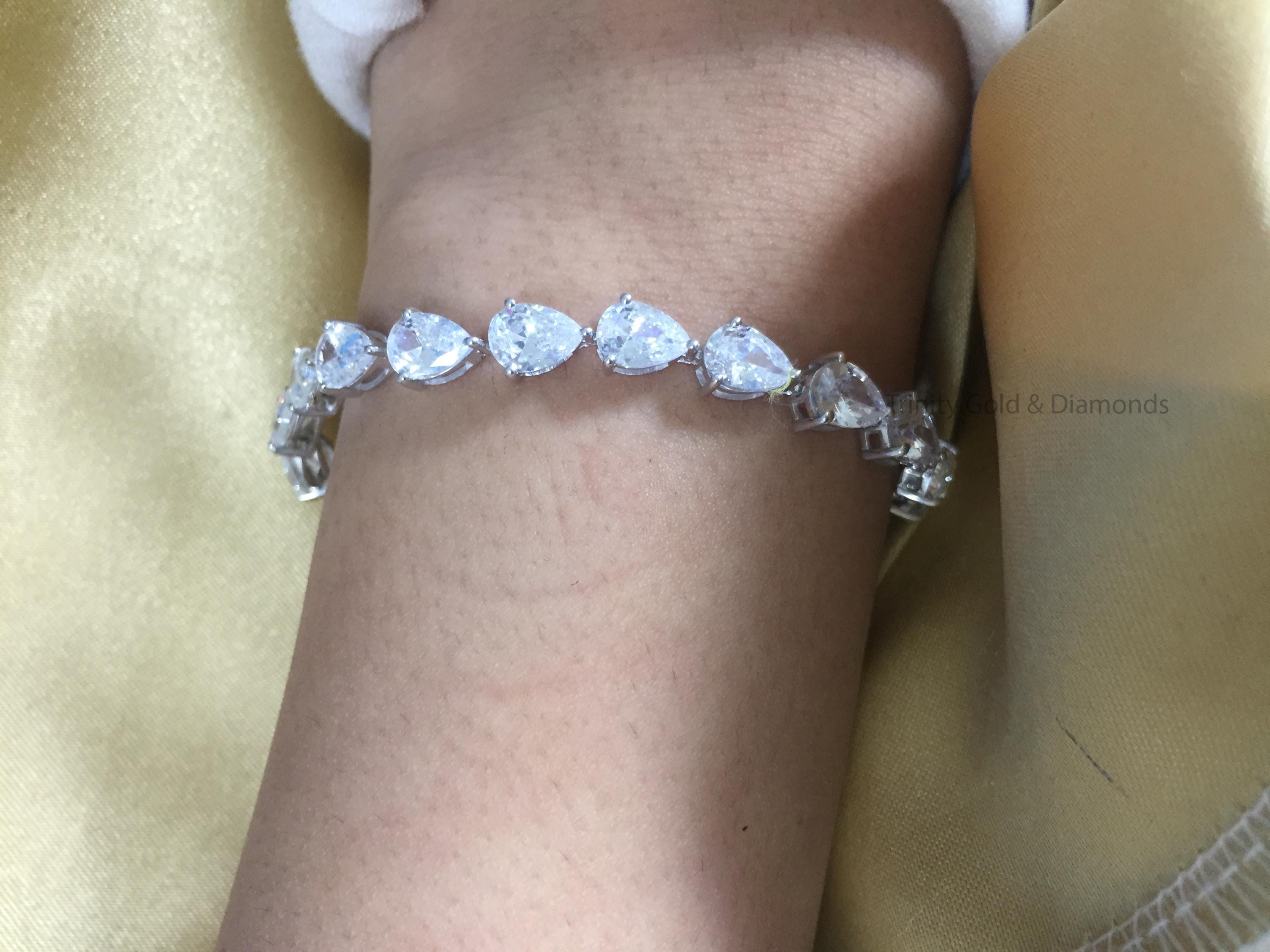 ペアシェイプカット ラボダイヤモンド テニスブレスレット ペアシェイプカットのラボグロウンダイヤモンドテニスブレスレット