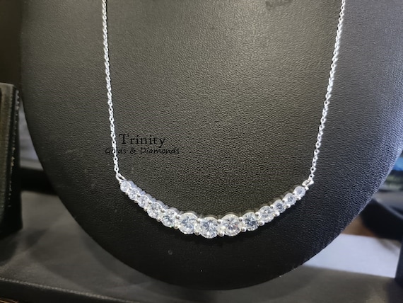 Lab Grown Diamond Curve Bar Necklace: Sterling Silver Arch - Etsy Lab Grown Diamond Curve Bar Necklace: Sterling Silver Arch - Etsy