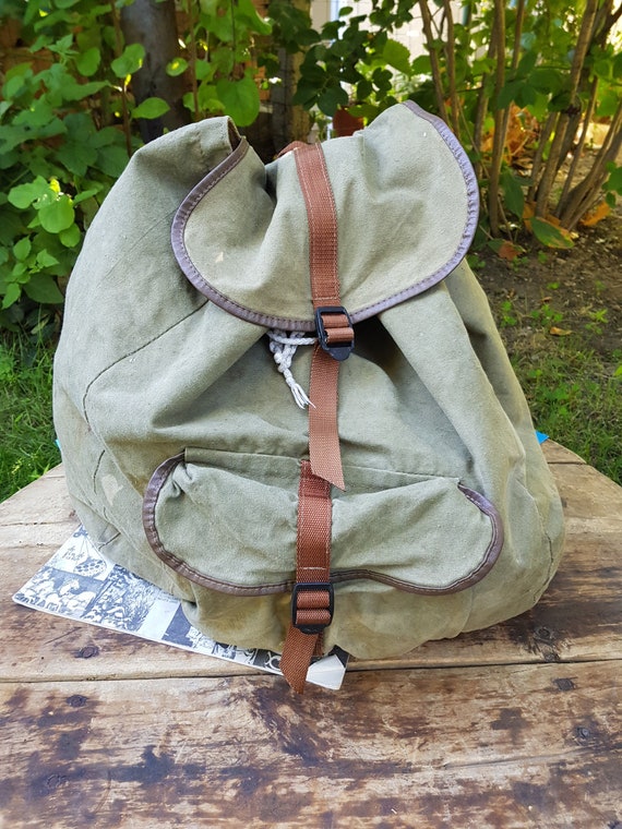 Old Canvas Military Backpack Vintage 