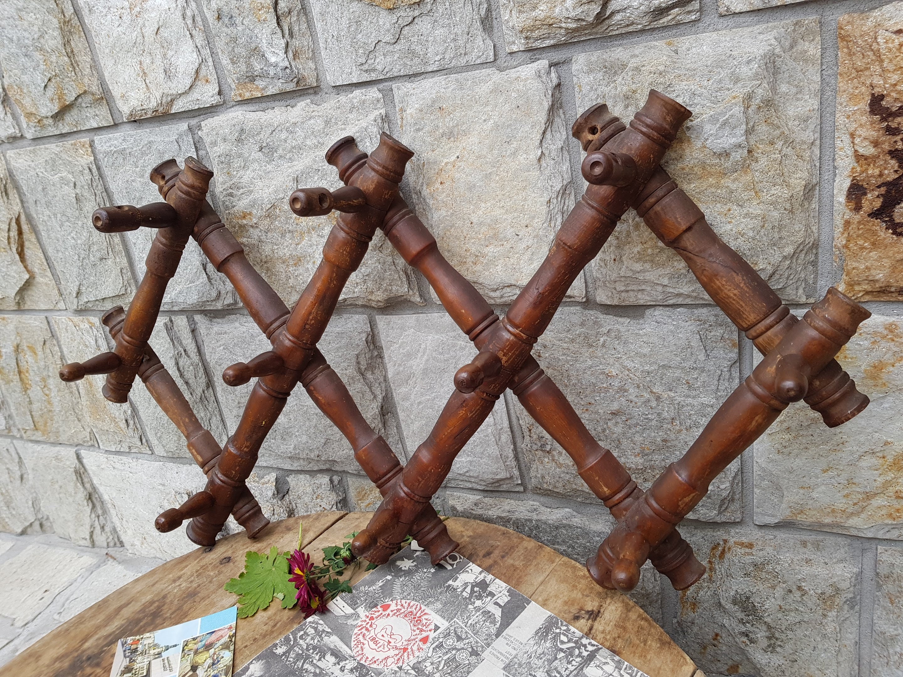 Antique 40s Wall Hanger Wooden Coat Rack Handmade Vintage Etsy — free download