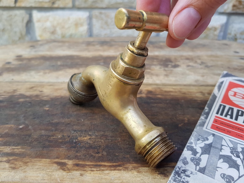 Vintage Water Faucet fountain, Soviet Brass Water Tap, Old Water Valve bath decor, Bathroom accessory, Hygiene means,Sanitary engineering image 1