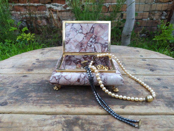 Vintage marble unique jewelry box, Jewelry box, Ma