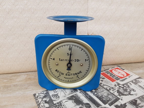 Vintage 70s Soviet Food Scale Tangerine Blue Scale Retro 