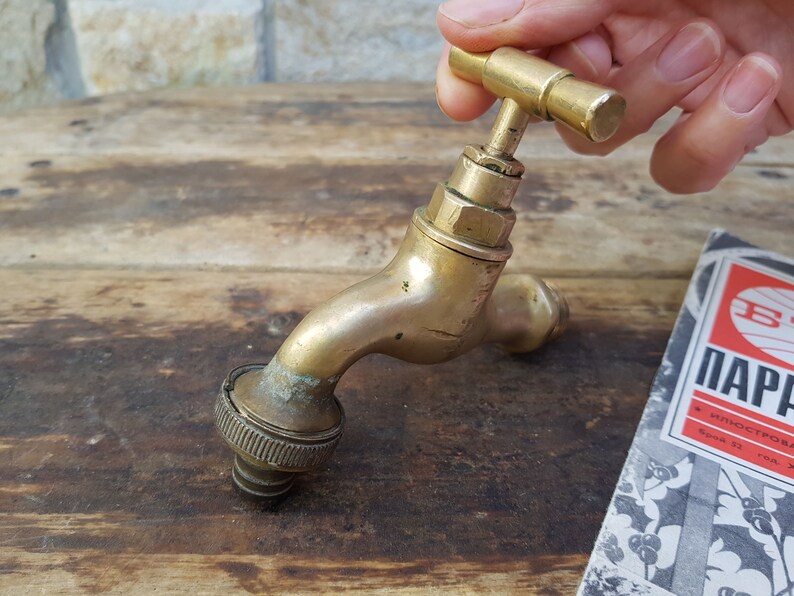 Vintage Water Faucet fountain, Soviet Brass Water Tap, Old Water Valve bath decor, Bathroom accessory, Hygiene means,Sanitary engineering image 5