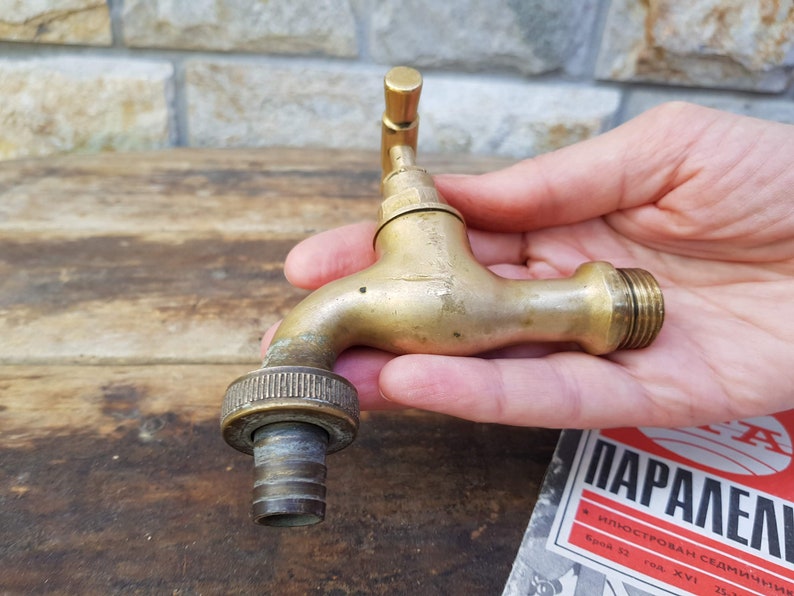 Vintage Water Faucet fountain, Soviet Brass Water Tap, Old Water Valve bath decor, Bathroom accessory, Hygiene means,Sanitary engineering image 3