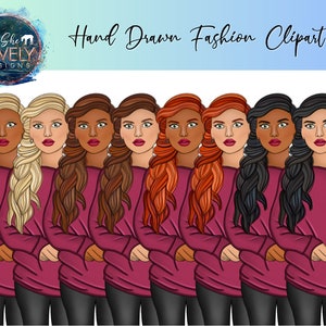 Cute Fall fashion girl character clip art- set of 8 png files
