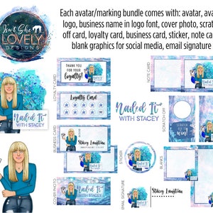 Custom Business Logo portrait, Avatar Logos, with Marketing/Branding Bundle - Business Card, Scratch Off, Loyalty Card, Etc.
