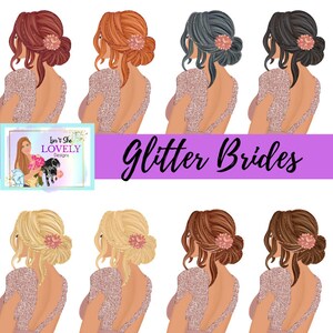Glitter Bride character clip art- set of 8 png files