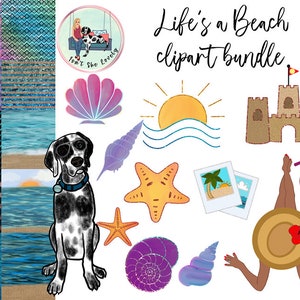 The Life’s a Beach clipart bundle with digital paper & girls
