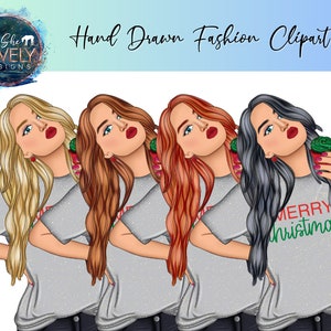 Cute Christmas Cupcake fashion girl character clip art- set of 8 png files