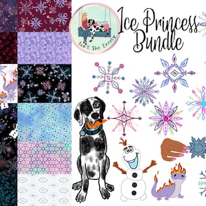 Ice Princess Clipart bundle with digital paper
