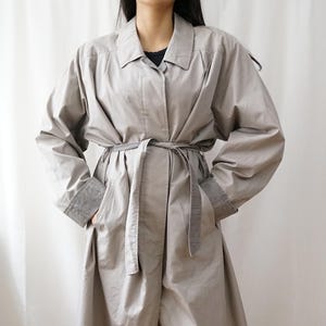 Vintage 70s Trench Coat Size XL reversible trench coat long coat gray trench coat 80s trench coat oversized trench coat elegant coat image 1