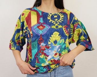 Vintage colorful T-Shirt Size M-L crazy pattern shirt short sleeved shirt summer t-shirt