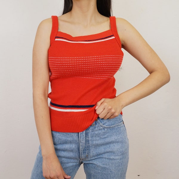 Vintage sleeveless Blouse Top size XS red blue top summer shirt sleeveless shirt