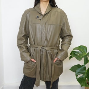 Vintage leather jacket Size L taupe color jacket zipper jacket 90s leather