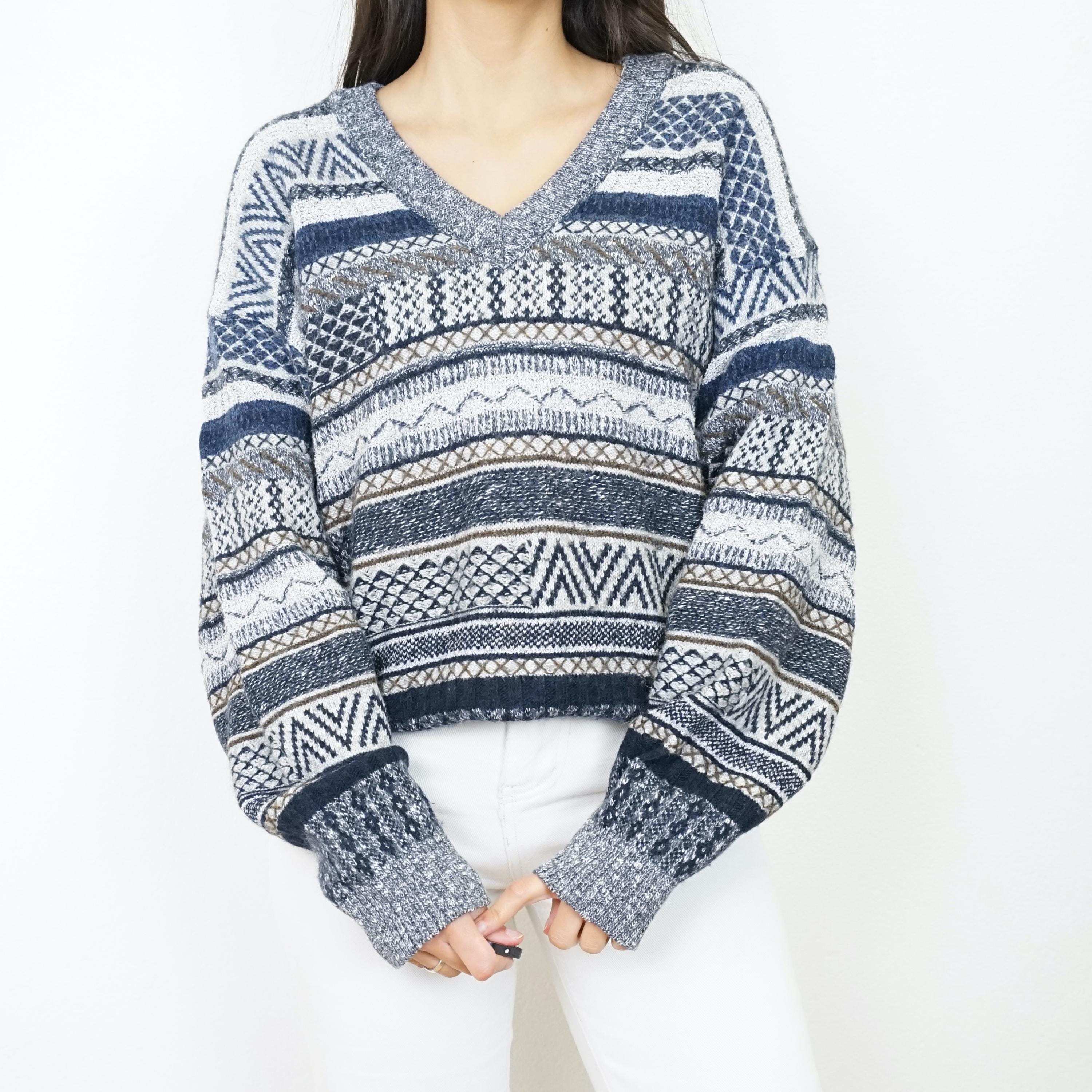 V col grand père pull bleu - Canada