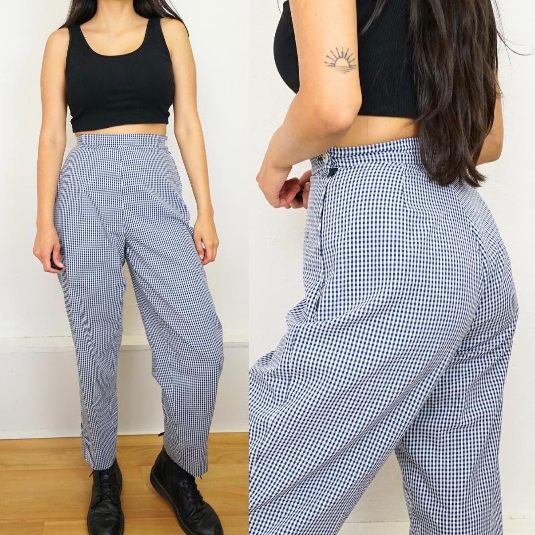 パンツ ASCLO Vintage Gingham Check Banding Pants (2color) Linen Silk Check Pants – La Garçonne