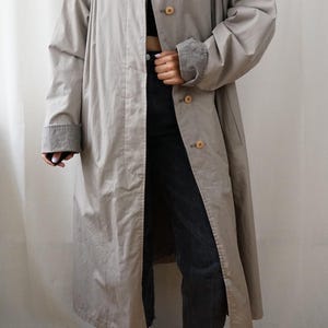 Vintage 70s Trench Coat Size XL reversible trench coat long coat gray trench coat 80s trench coat oversized trench coat elegant coat image 3