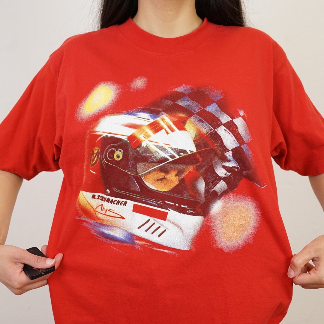 Vintage Michael Schumacher T-shirt Men's Size S-M Red Short Sleeved