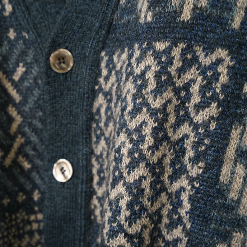 Vintage wool mohair Cardigan size L blue chunky cardigan wool mohair jacket wool cardigan unisex cardigan wool jacket Bild 5