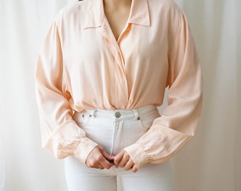 Vintage Silk Blouse: Women's Short Sleeve Top, IT 40 - Etsy