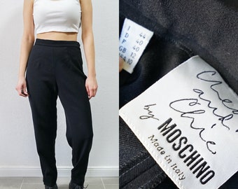 Vintage Moschino Pants Size S black wool trousers women pants high waisted pants