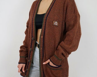 Vintage pure wool Cardigan size L-XL wool knit jacket wool cardigan unisex cardigan wool jacket