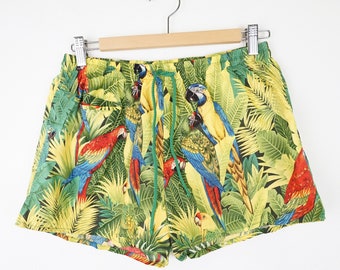 Vintage colorful swim Shorts Size S-M summer shorts macawa pattern shorts swimwear men beach shorts