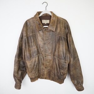 veste en cuir vieilli vintage hommes taille M-L veste en cuir marron délavé veste en cuir bomber veste en cuir