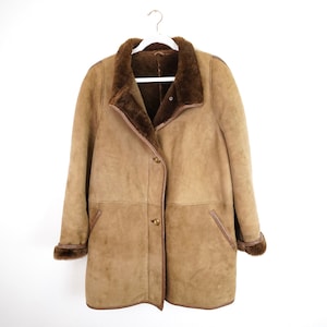 Manteau en peau de mouton vintage taille M-L veste en cuir manteau en peau de mouton des années 70 manteau d'hiver manteau en peau de mouton