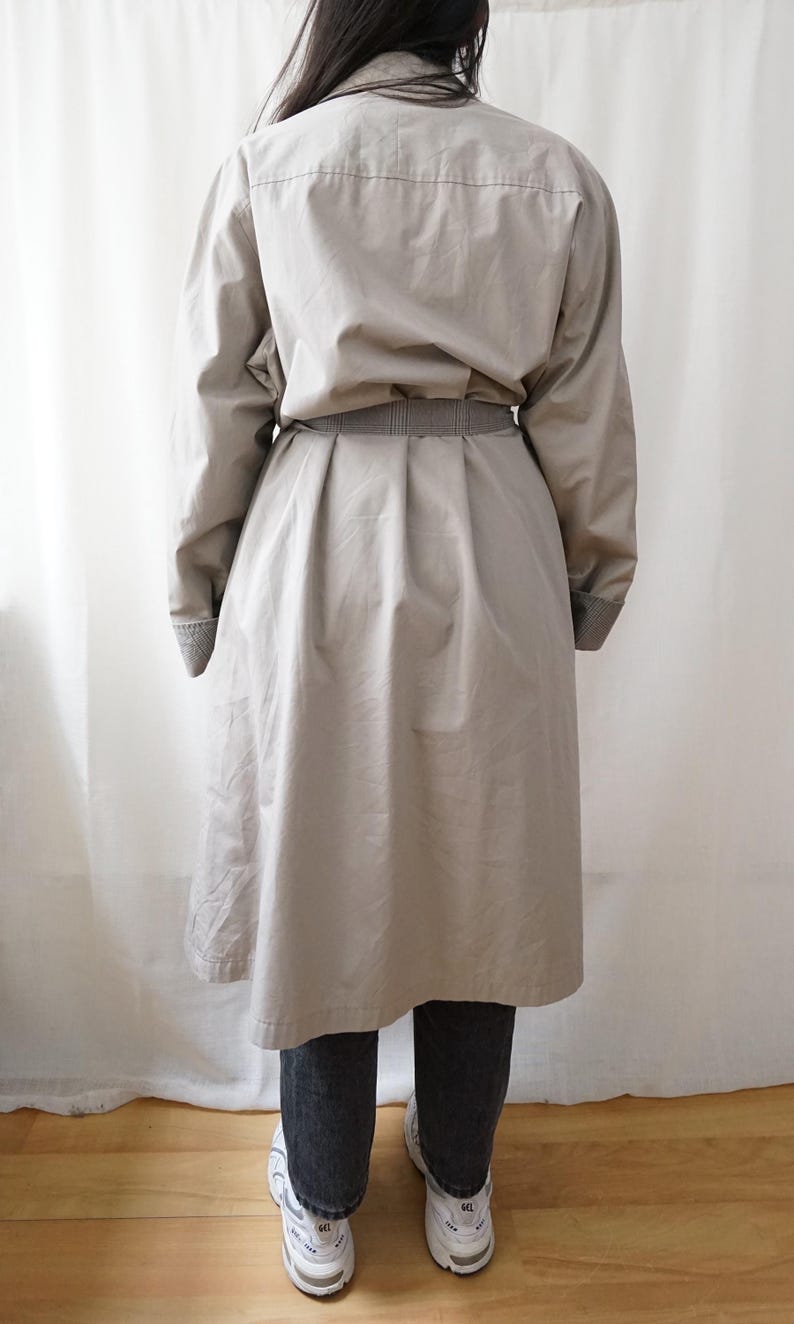Vintage 70s Trench Coat Size XL reversible trench coat long coat gray trench coat 80s trench coat oversized trench coat elegant coat image 5