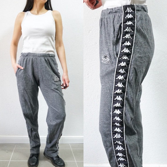 Vintage Kappa Sweatpants Size S Gray Black Sport Pants Training