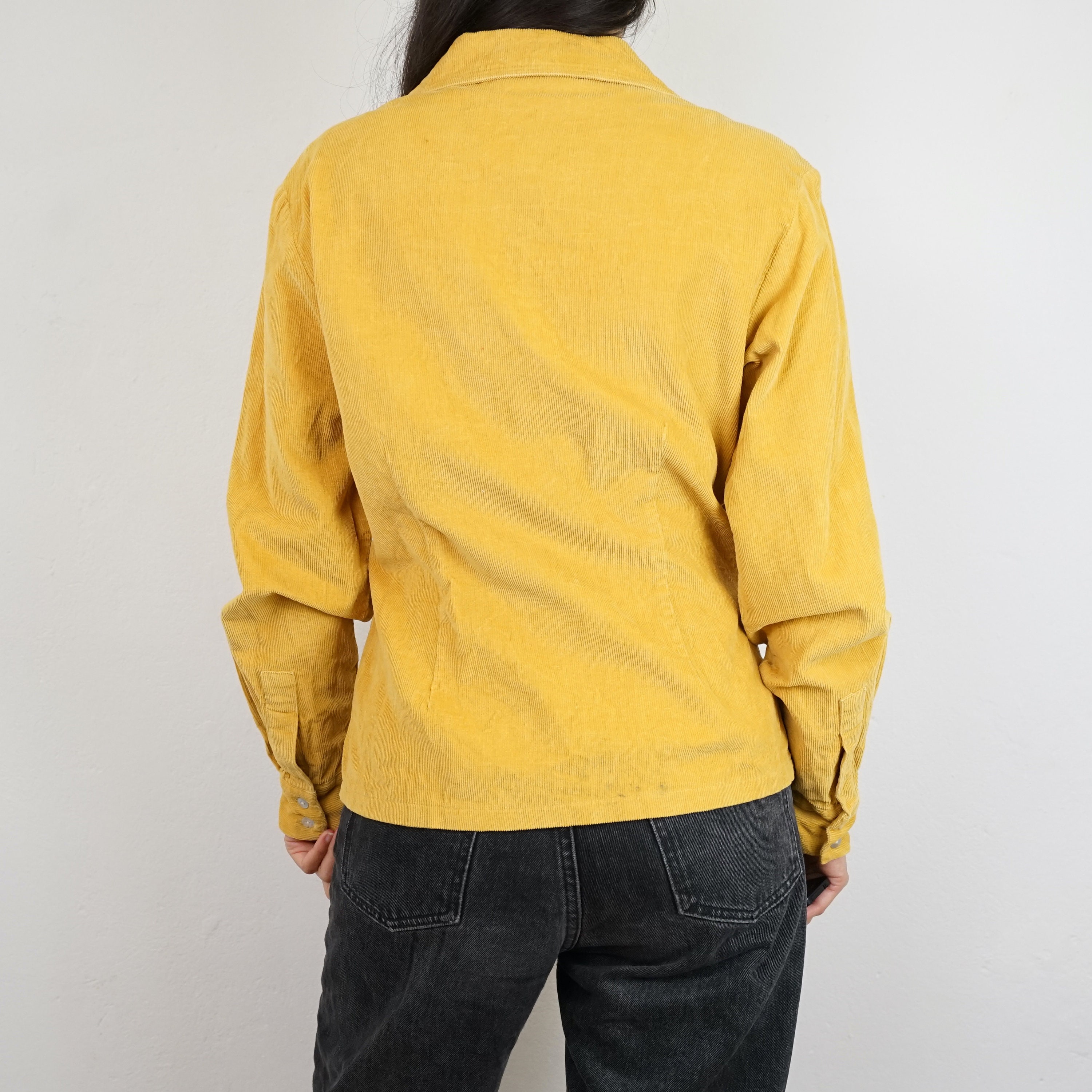 Vintage Corduroy Shirt Size M Yellow Long Sleeved Shirt Cord