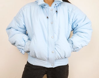 Vintage Ski Jacket Size S baby blue warm jacket winter jacket 90s ski jacket snowboarding