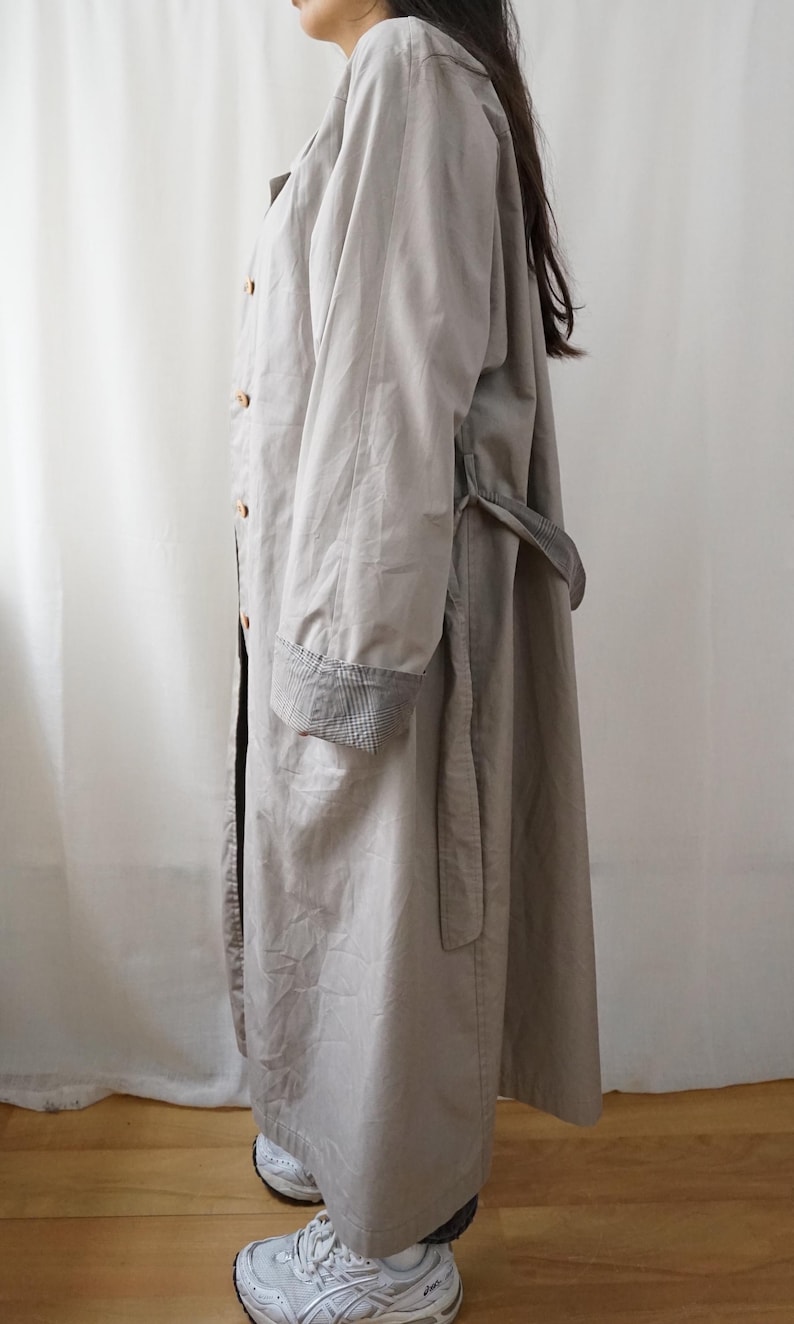 Vintage 70s Trench Coat Size XL reversible trench coat long coat gray trench coat 80s trench coat oversized trench coat elegant coat image 4