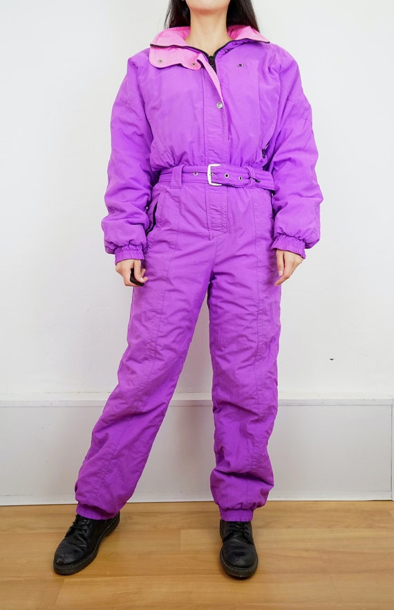 Vintage pink purple Ski Suit size S-M retro 90s o… - image 2