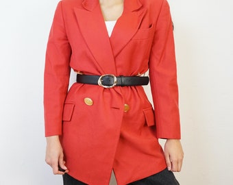 Vintage Christian Dior 80s Blazer Talla S chaqueta de pura lana roja chaqueta de lana vintage blazer de los 90